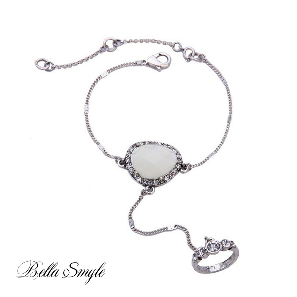 Boho Charm White Stone Vintage Bracelet With Ring
